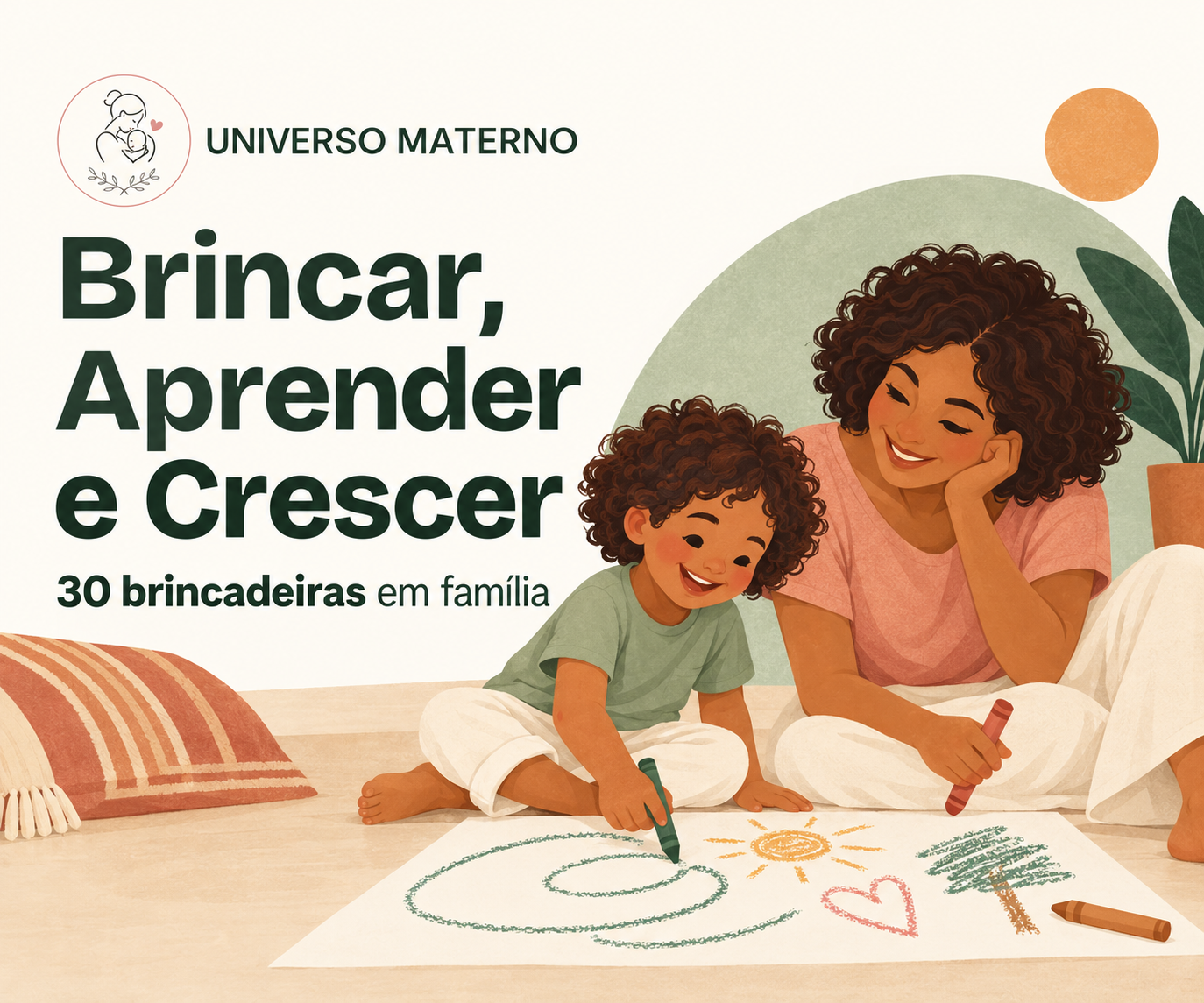 Mãe e filho desenhando juntos